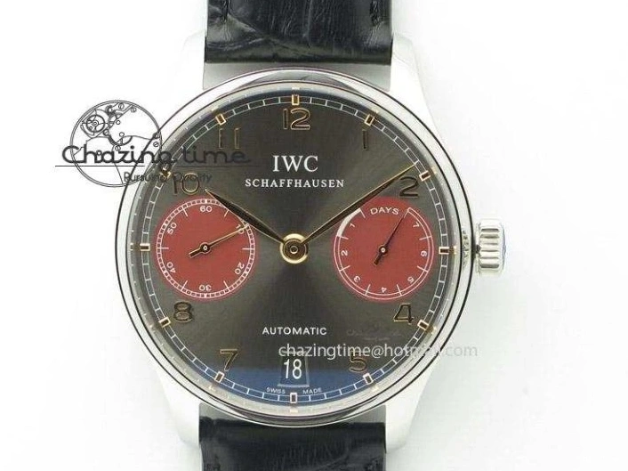 MIROTIME 0513 Portuguese IW544404 SS Gray Dial On Black Leather Strap A Practical 7259